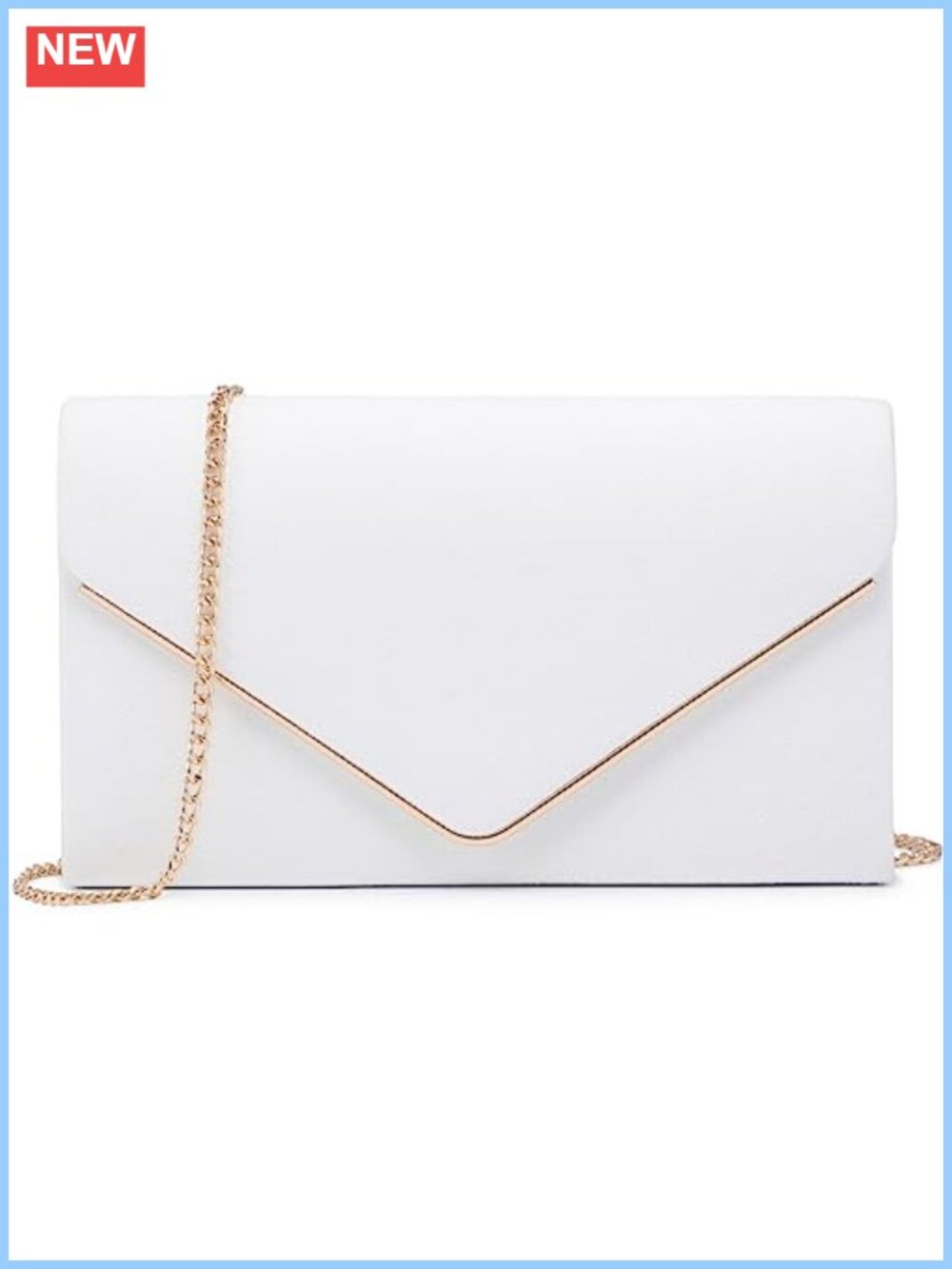 Faux Suede Evening Clutch Purse with Gold Chain Strap Formal Handbag